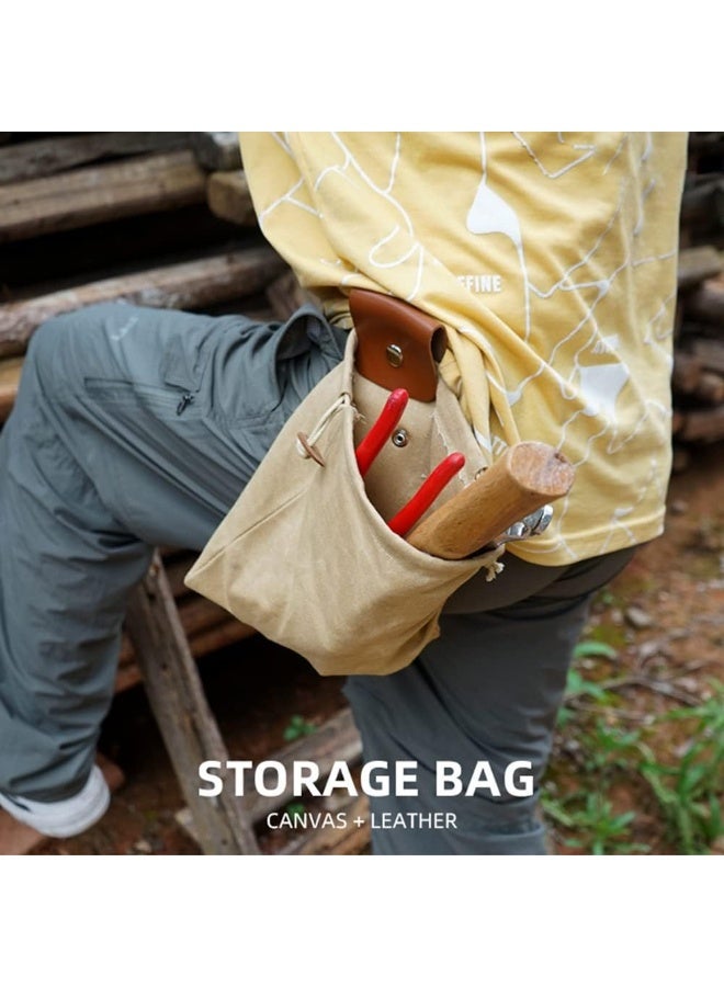 Foraging bag, waxed canvas foldable outdoor camping foraging bag, mushroom storage waterproof leather jungle craft belt, brown travel camping hiking bag (bag only) ﻿ - Image 4